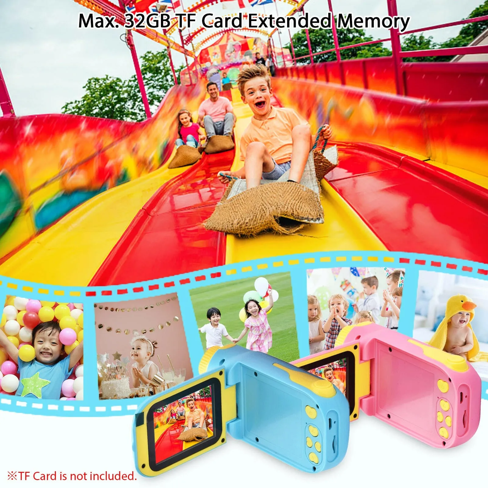 1080P 20 Mega Pixels High Resolution Kids Video Camcorder Portable Mini  Digital Camera with 2.4 Inch Large Display Screen Birthday Gifts for Boys Girls