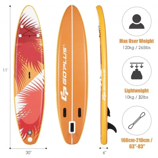 11' Inflatable Stand Up board with Aluminum Paddle Pump