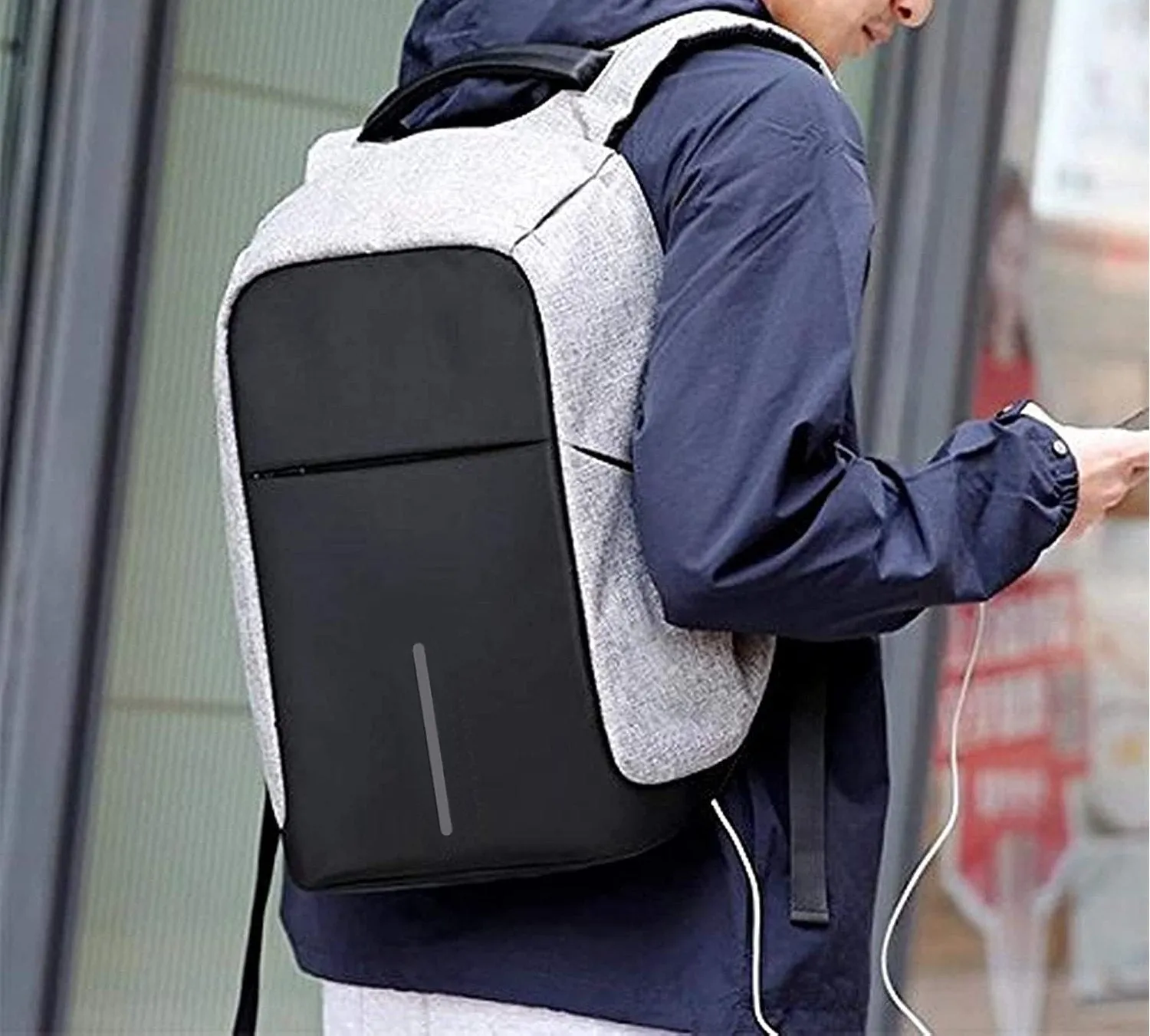 1208 Smart Laptop Backpack with USB Plug Charging Port (Multicolour)