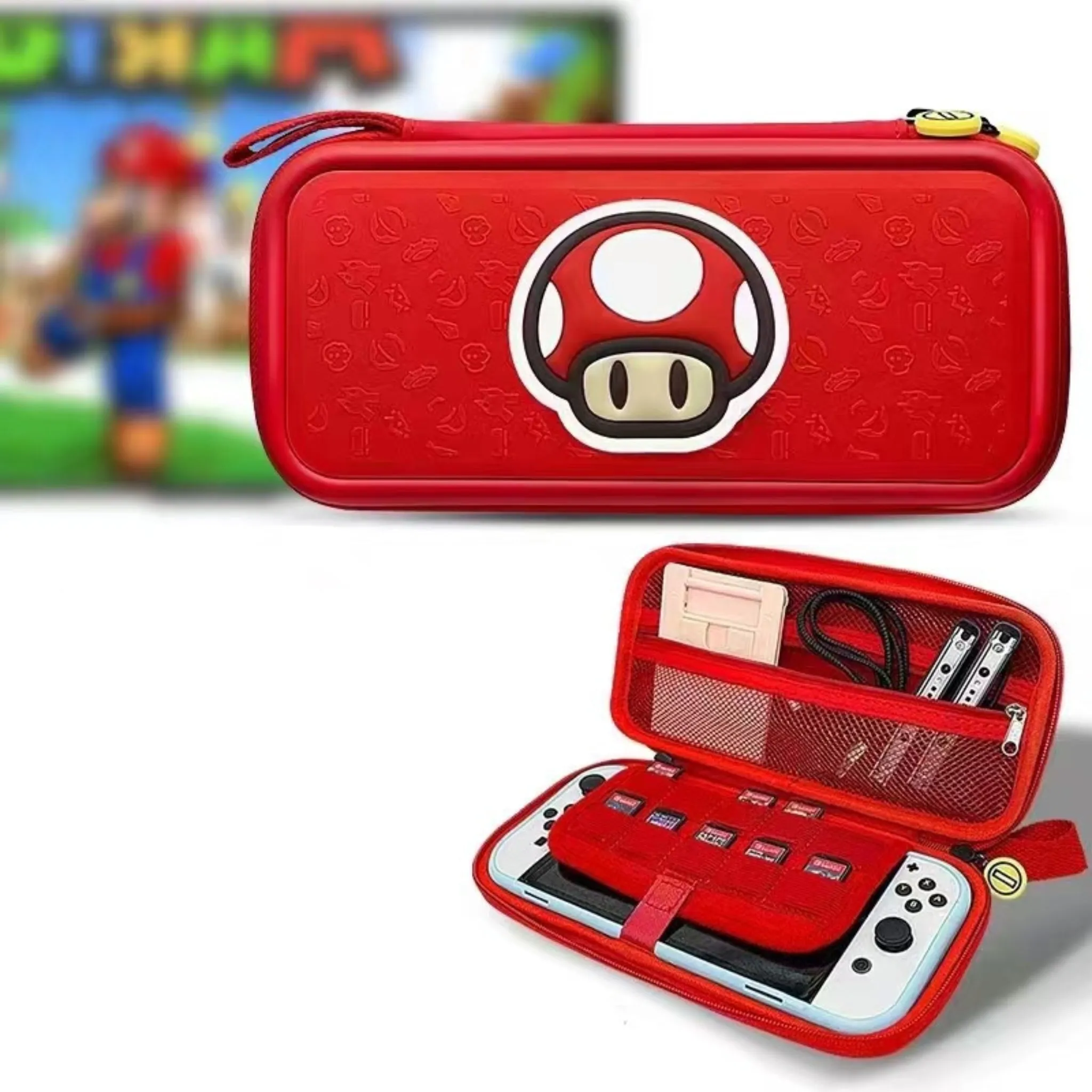 3D Pattern Deluxe Hard Protective Carrying Bag for Nintendo Switch - Super Mario Mushroom