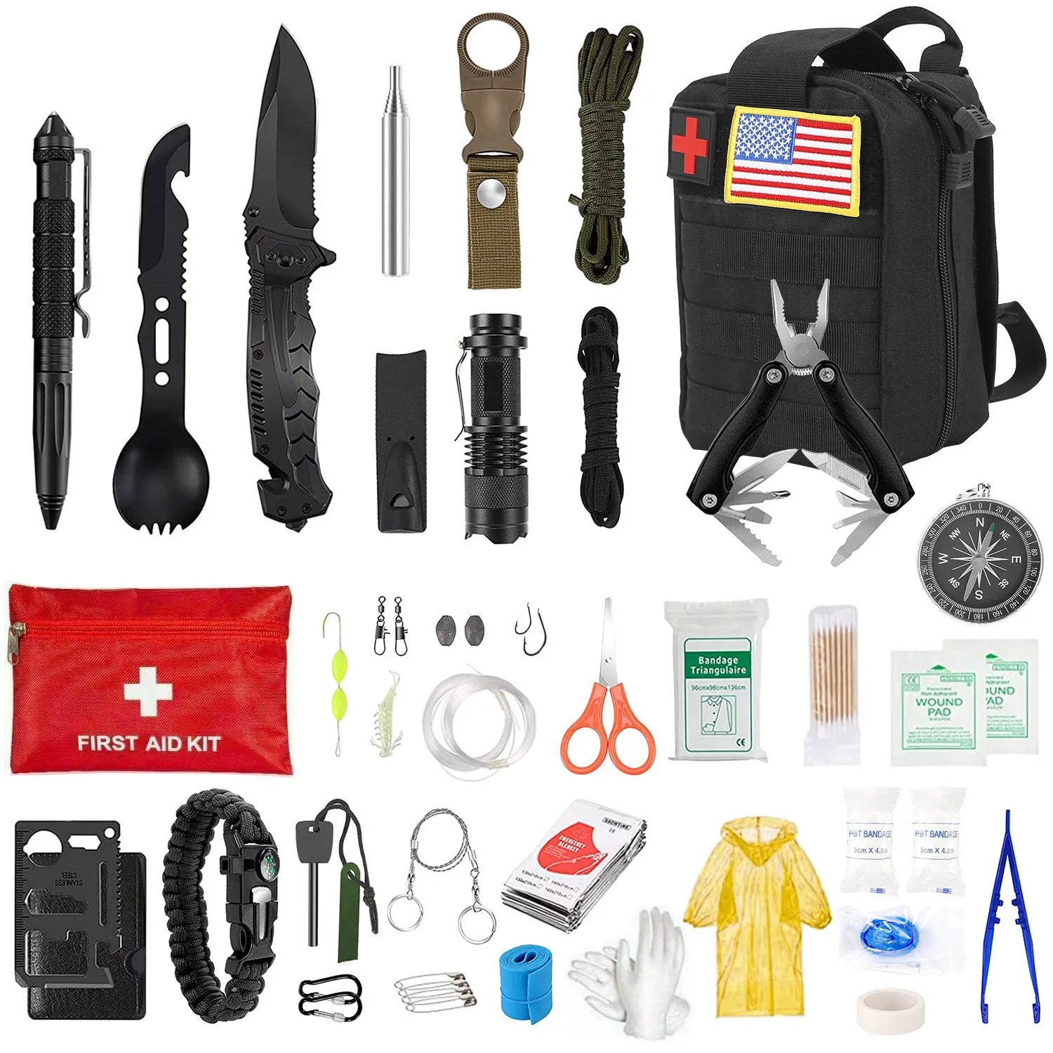 47-Pieces: Emergency Survival Kit EDC Gear Equipment Tool with Pouch