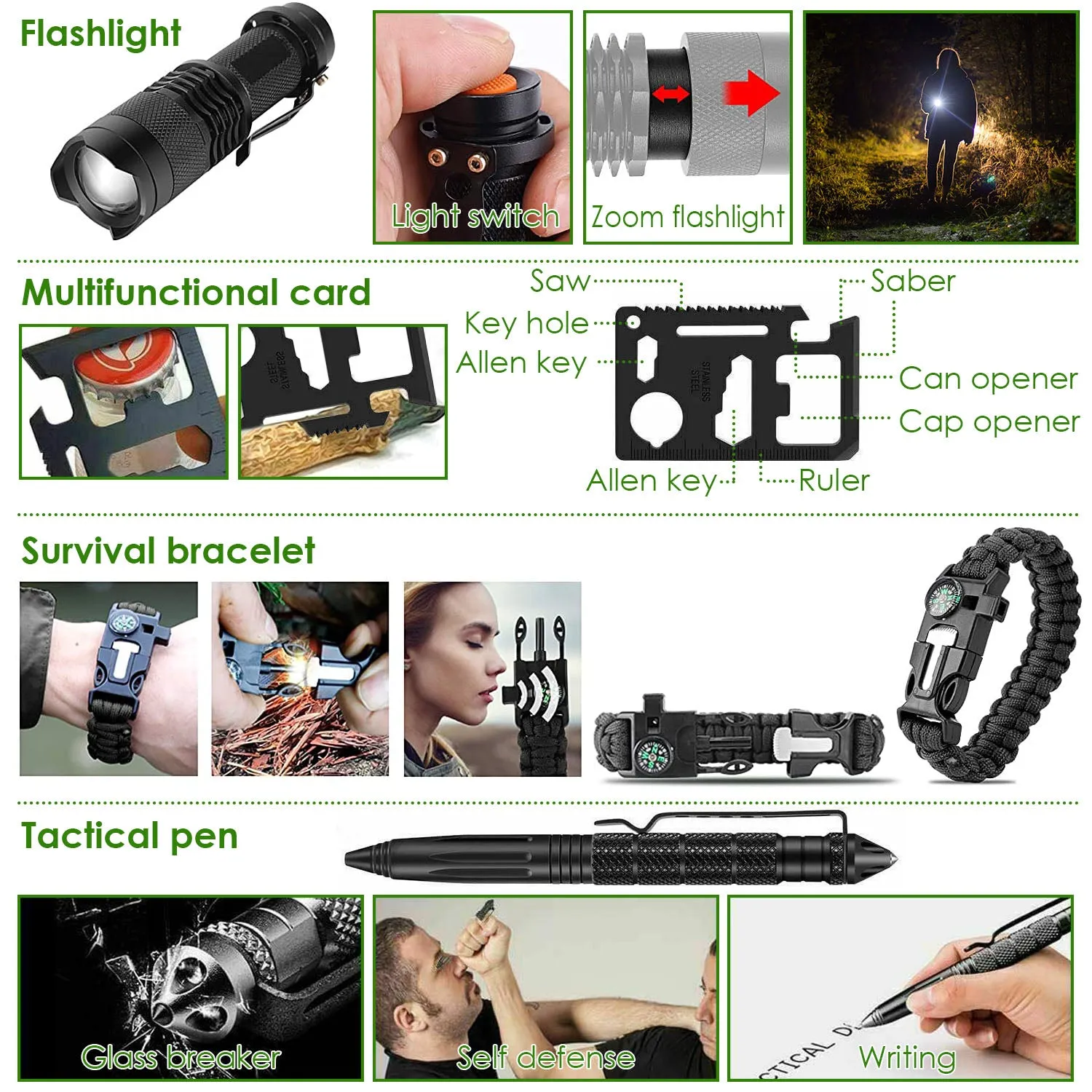 47-Pieces: Emergency Survival Kit EDC Gear Equipment Tool with Pouch