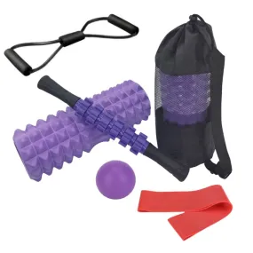 6pcs/set Crescent Hollow Foam Roller Yoga Column Set Fitness Muscle Relaxation Massager Set(45cm Purple)