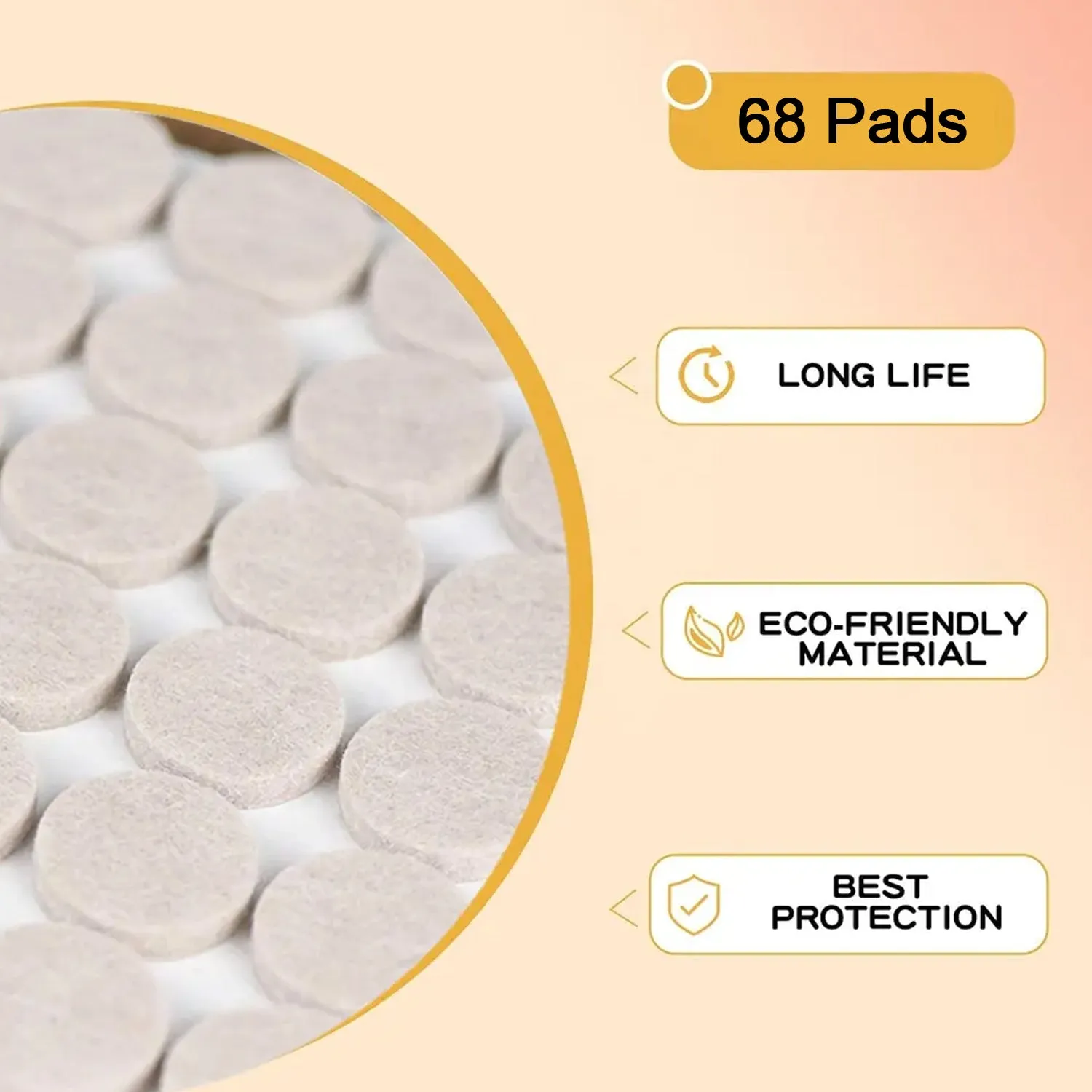 9045 Furniture Pads Round Self-stick Non-slip Anti-scratch Felt Pads Floors Protector