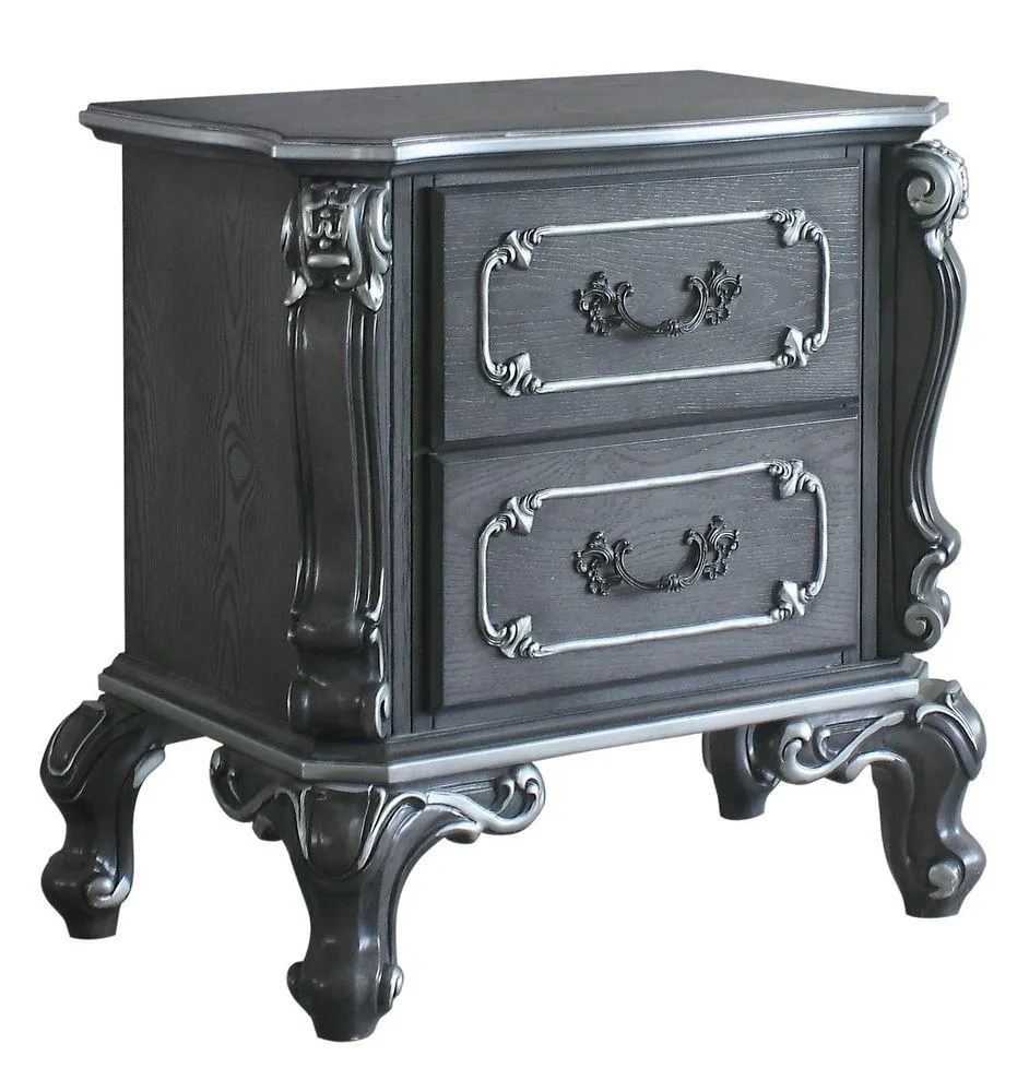 Acme Furniture House Delphine 2 Drawer Nightstand in Charcoal 28833