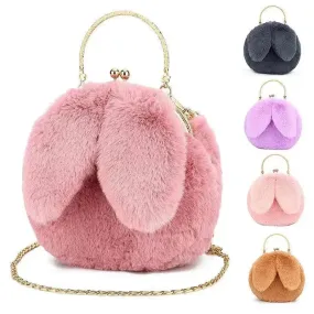 Baby Girl Fashion chain ear plush handbag