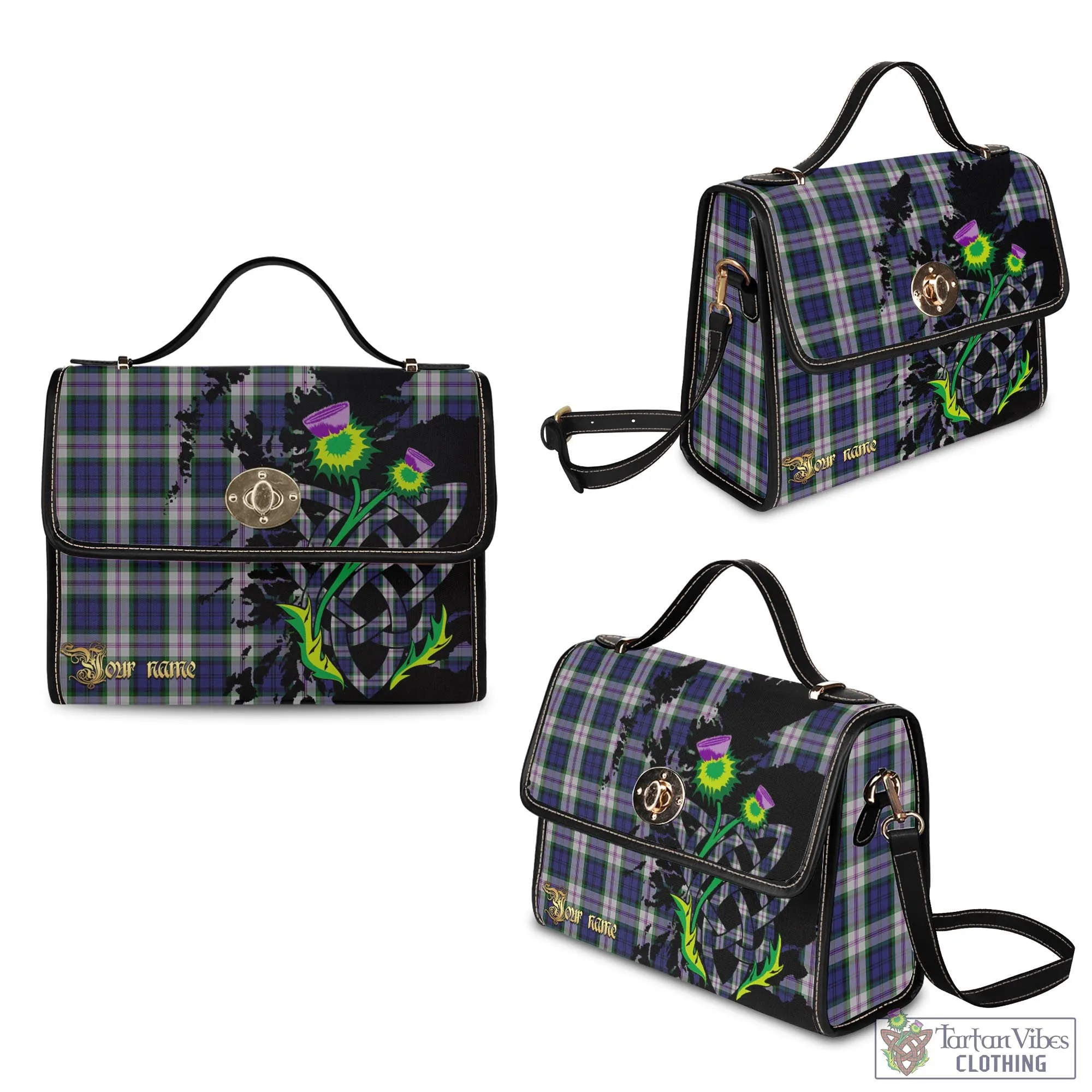 Baird Dress Tartan Waterproof Canvas Bag with Scotland Map and Thistle Celtic Accents