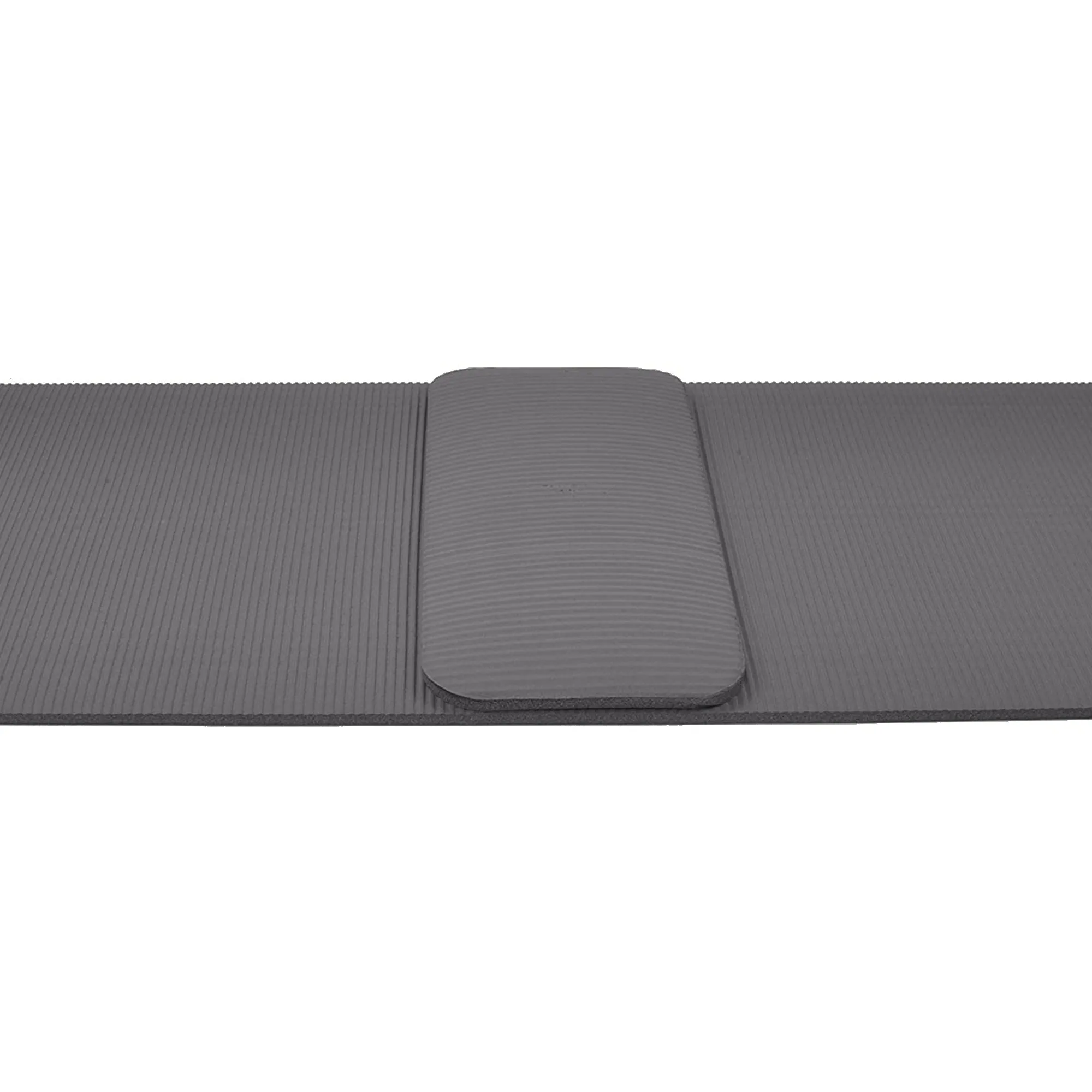 BalanceFrom Fitness GoYoga  71x24in Exercise Yoga Mat w/Knee Pad & Strap, Gray