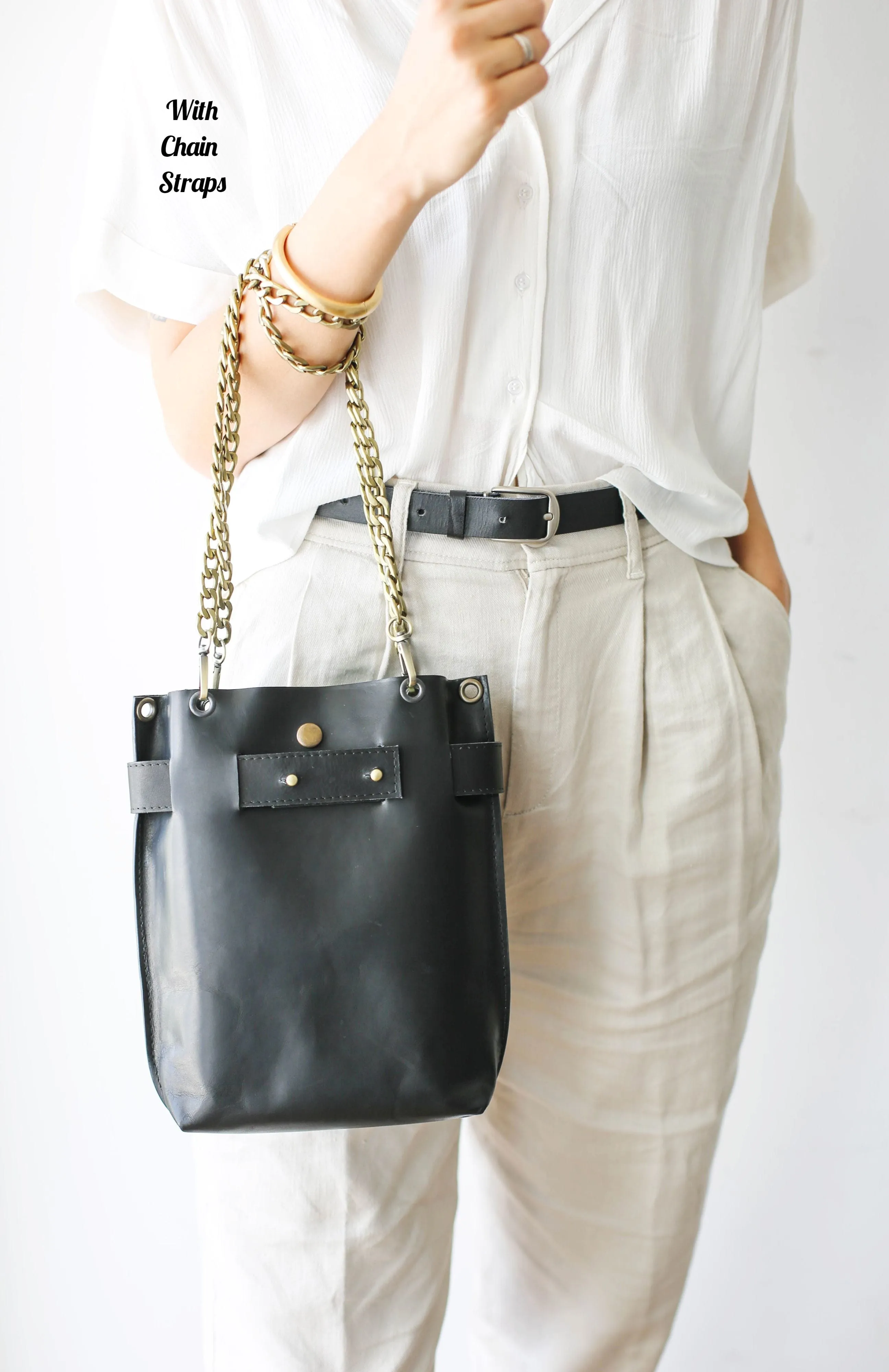 Black Minimal Leather Bag