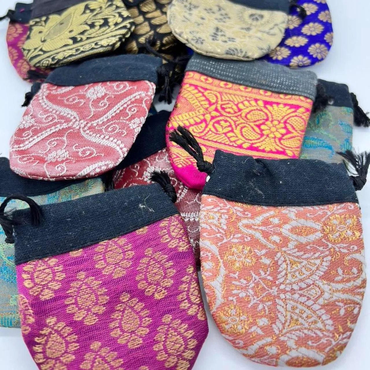 Boho Fabric Pouch / Bag / Drawstring Pouch / Jewellery Pouch Bag Handmade in India