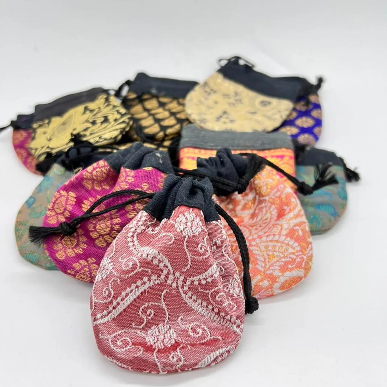 Boho Fabric Pouch / Bag / Drawstring Pouch / Jewellery Pouch Bag Handmade in India