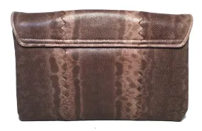 Bottega Veneta Brown Lizard Leather Clutch