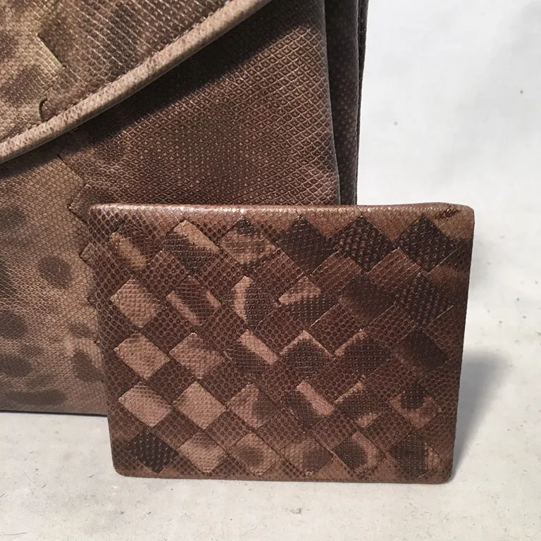 Bottega Veneta Brown Lizard Leather Clutch