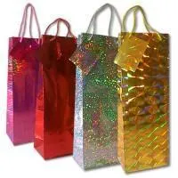 Bottle Gift Bag Holographic Design - Bottle bag size 13 x 9 x 36cm