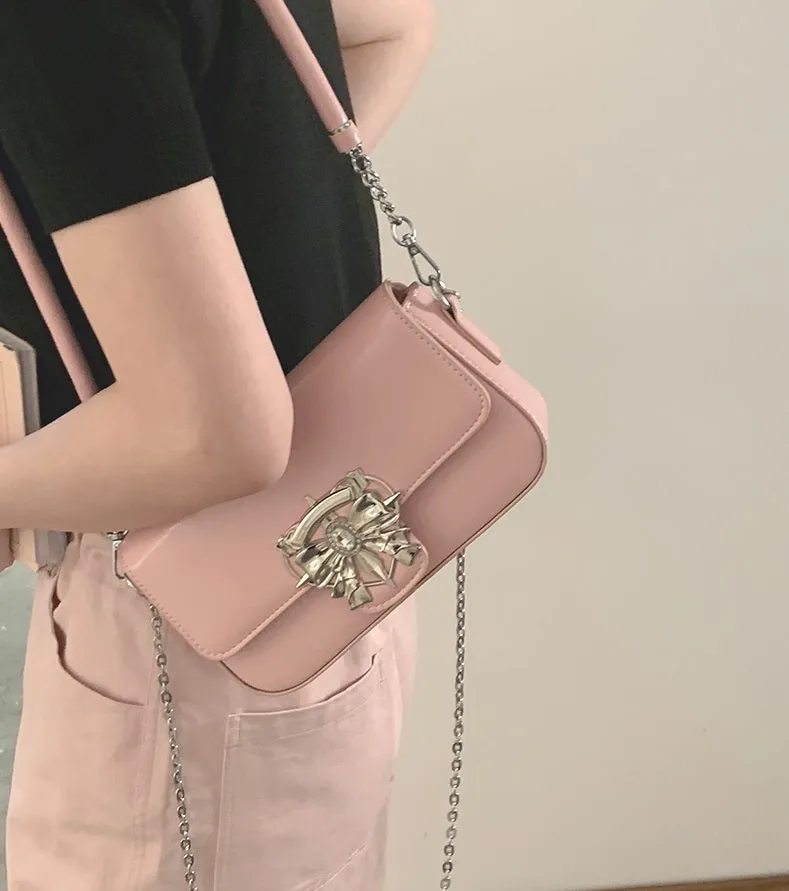 Bow Crystal Leather Chic Cute Messenger Bag