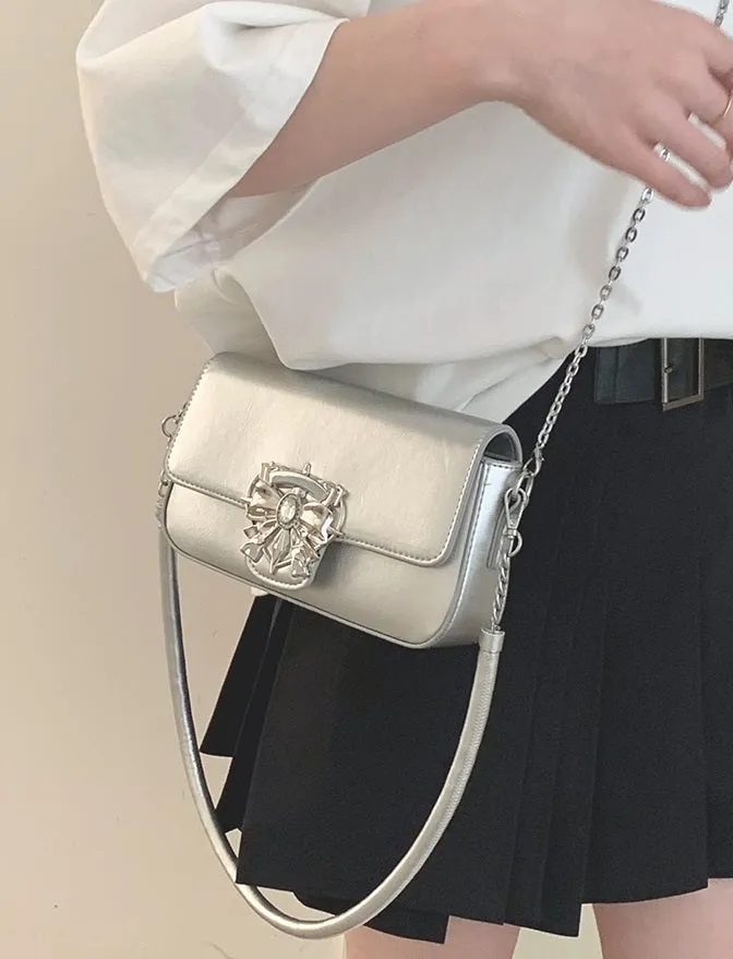 Bow Crystal Leather Chic Cute Messenger Bag