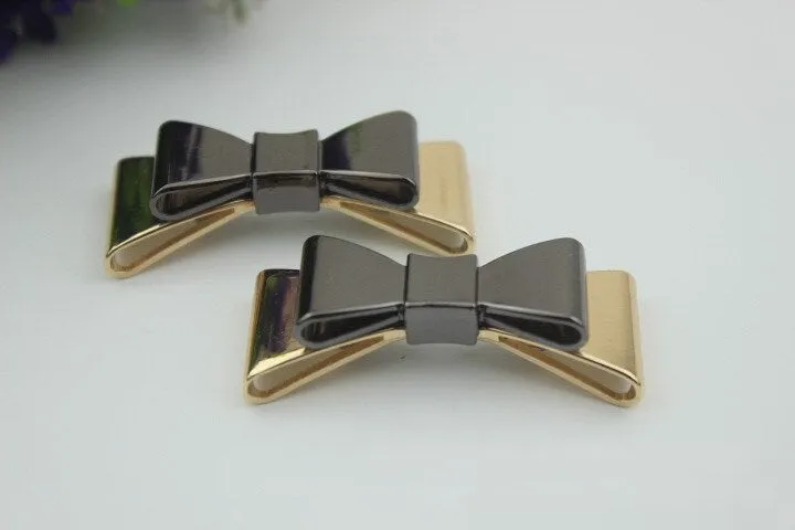 Bow-Knot Purse Label 1/10pcs Bag Hardware Charm Gold Gunmetal Handmade Purse Handbag Making Metal Decoration 50mm 2" Wholesale Supplies