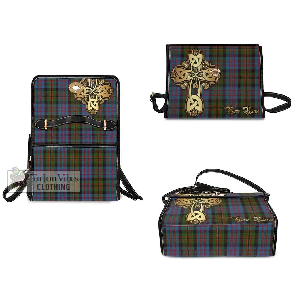 Bowie Tartan Waterproof Canvas Bag Golden Thistle Celtic Cross Style