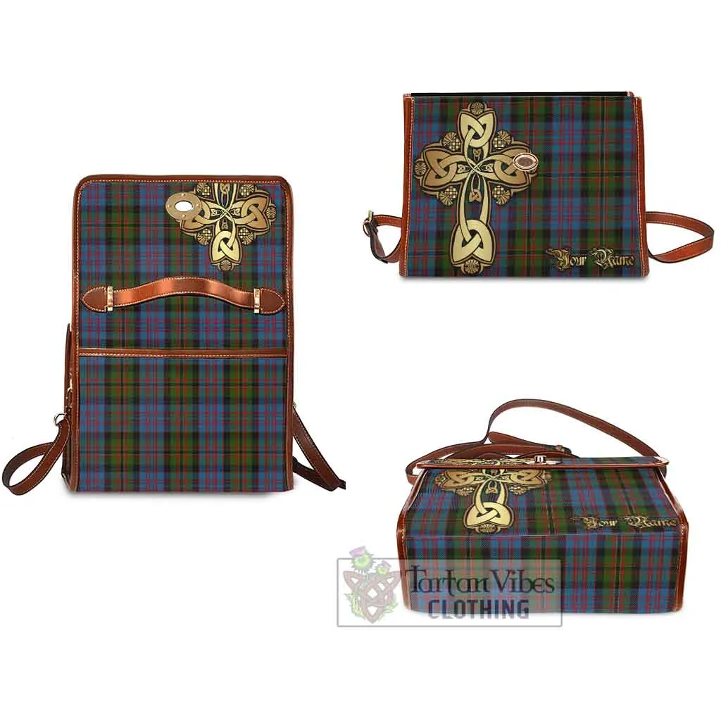 Bowie Tartan Waterproof Canvas Bag Golden Thistle Celtic Cross Style