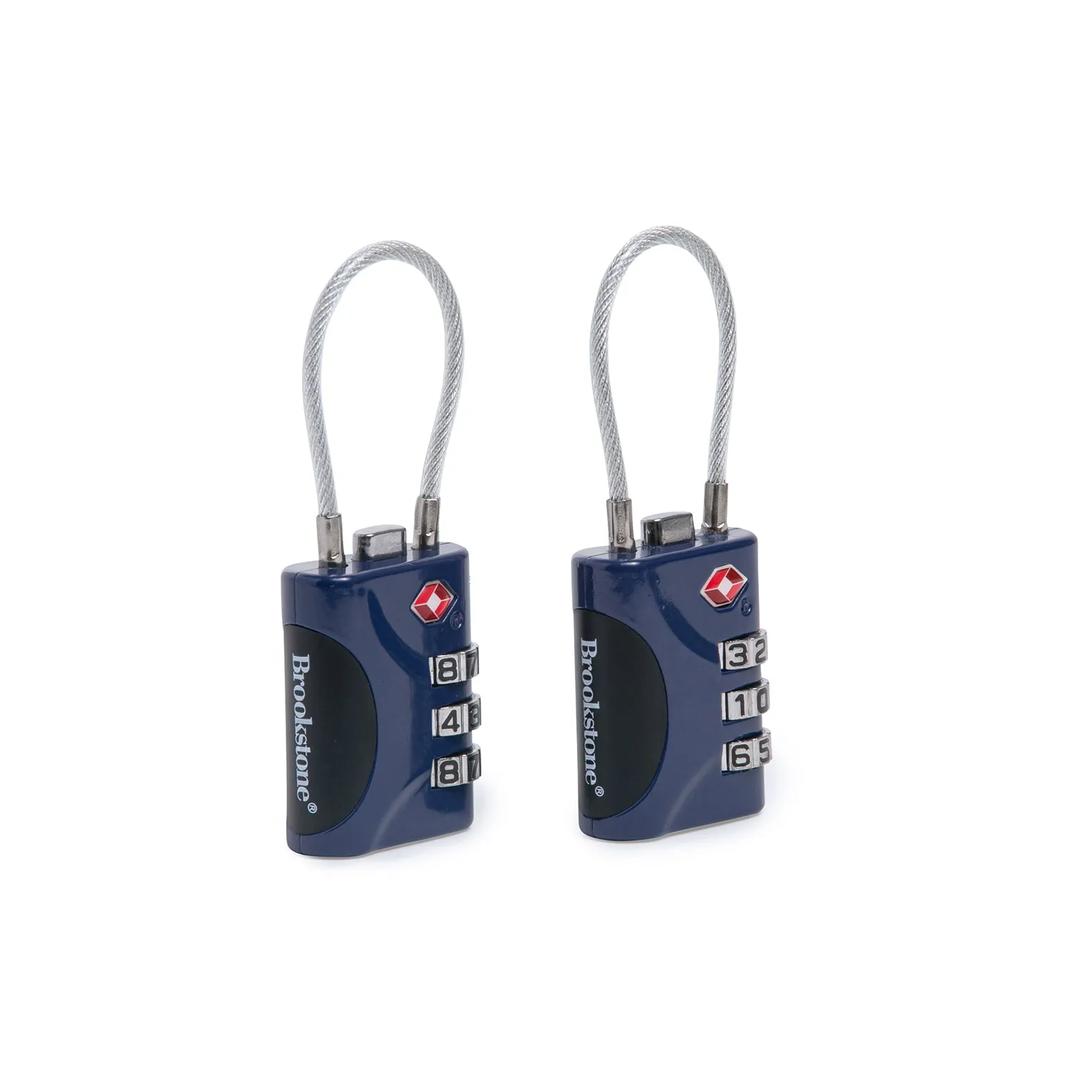 Brookstone Cable Lock - 2 Pack TSA-Approved 3-Digit Keyless Luggage Travel Lock