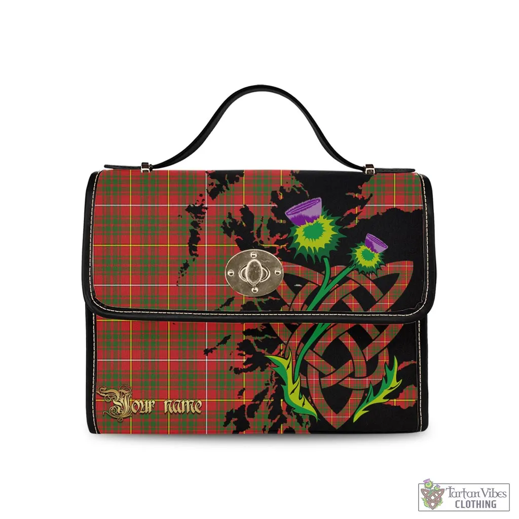 Bruce County Canada Tartan Waterproof Canvas Bag with Scotland Map and Thistle Celtic Accents