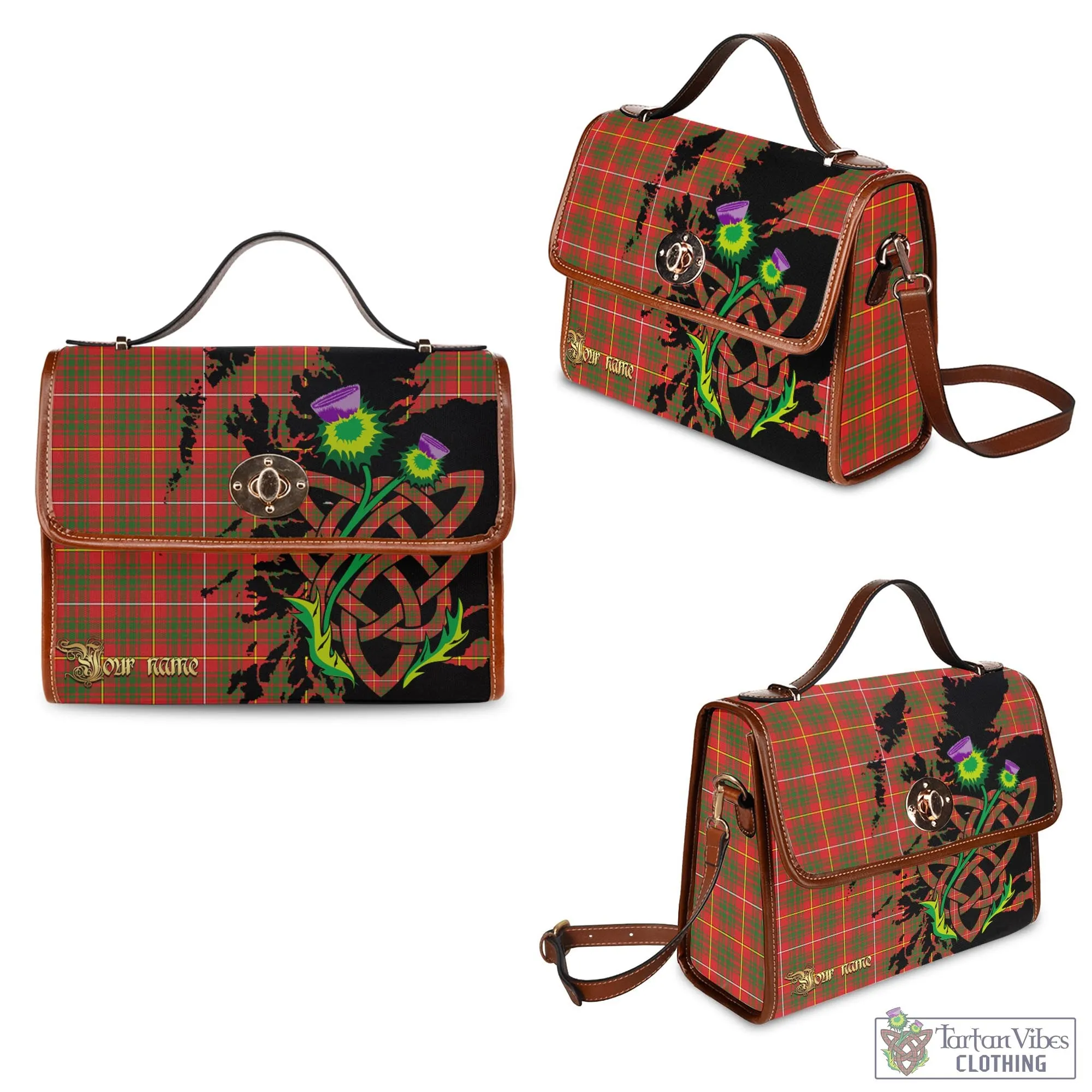 Bruce County Canada Tartan Waterproof Canvas Bag with Scotland Map and Thistle Celtic Accents