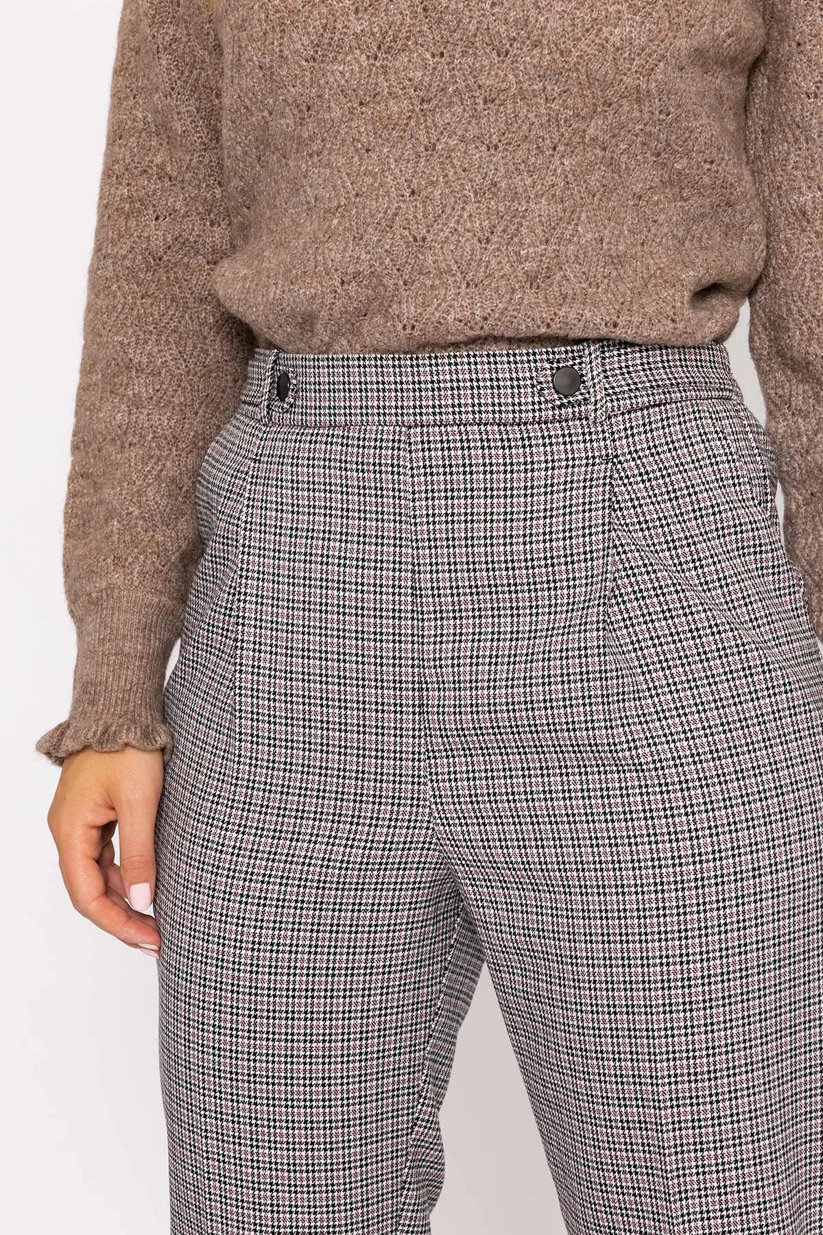 Button Detail Tailored Pant in Park Check Print