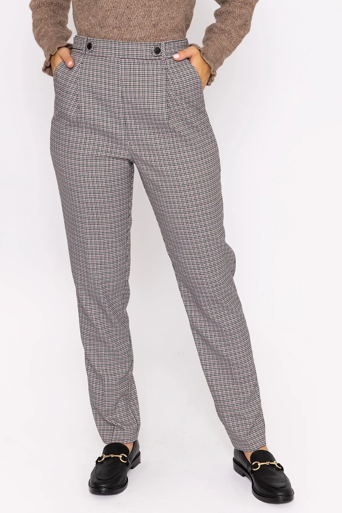 Button Detail Tailored Pant in Park Check Print