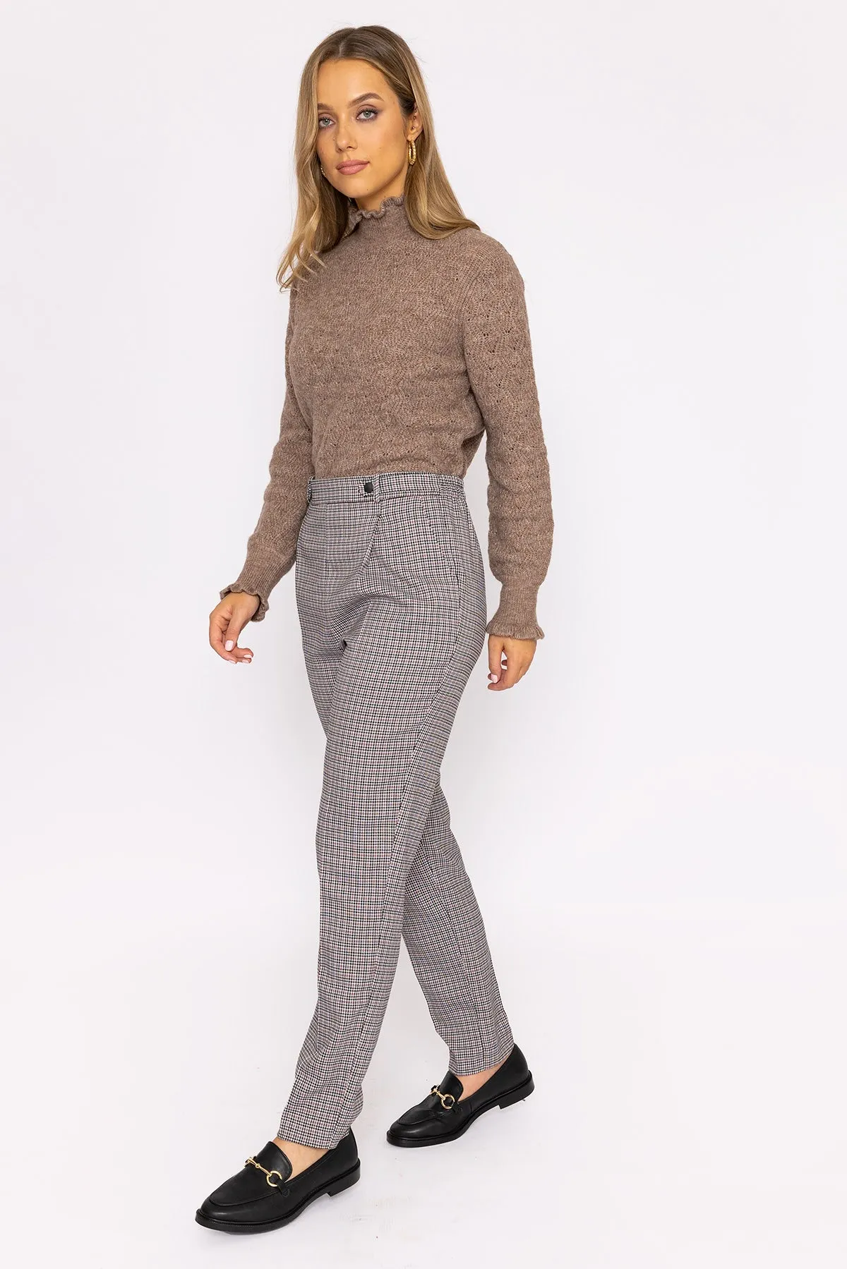 Button Detail Tailored Pant in Park Check Print