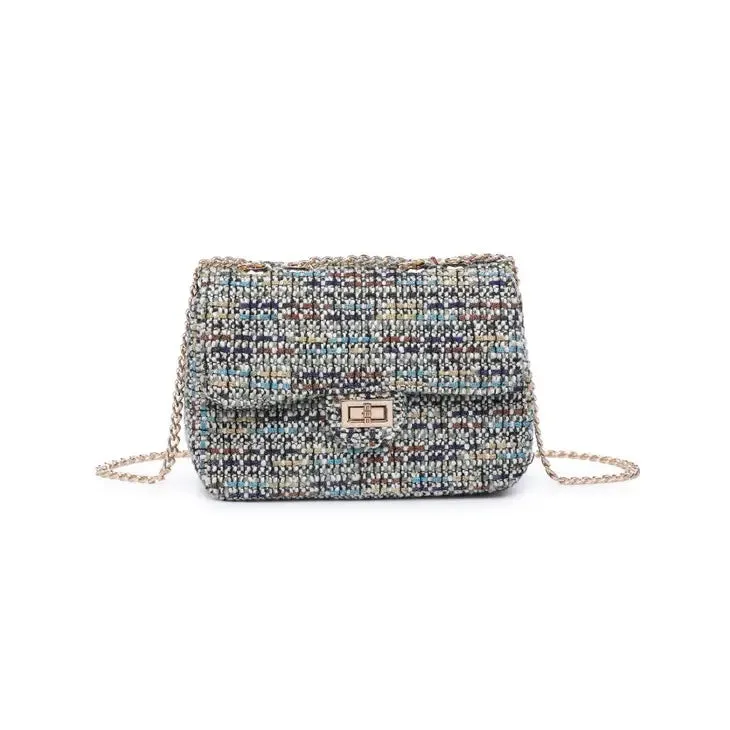 Camille Tweed Crossbody Handbag- Green Multi