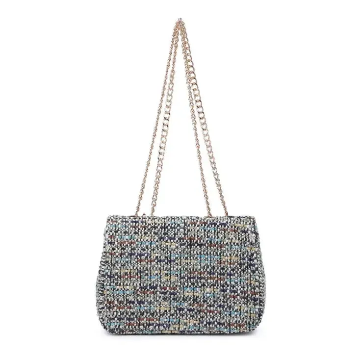 Camille Tweed Crossbody Handbag- Green Multi