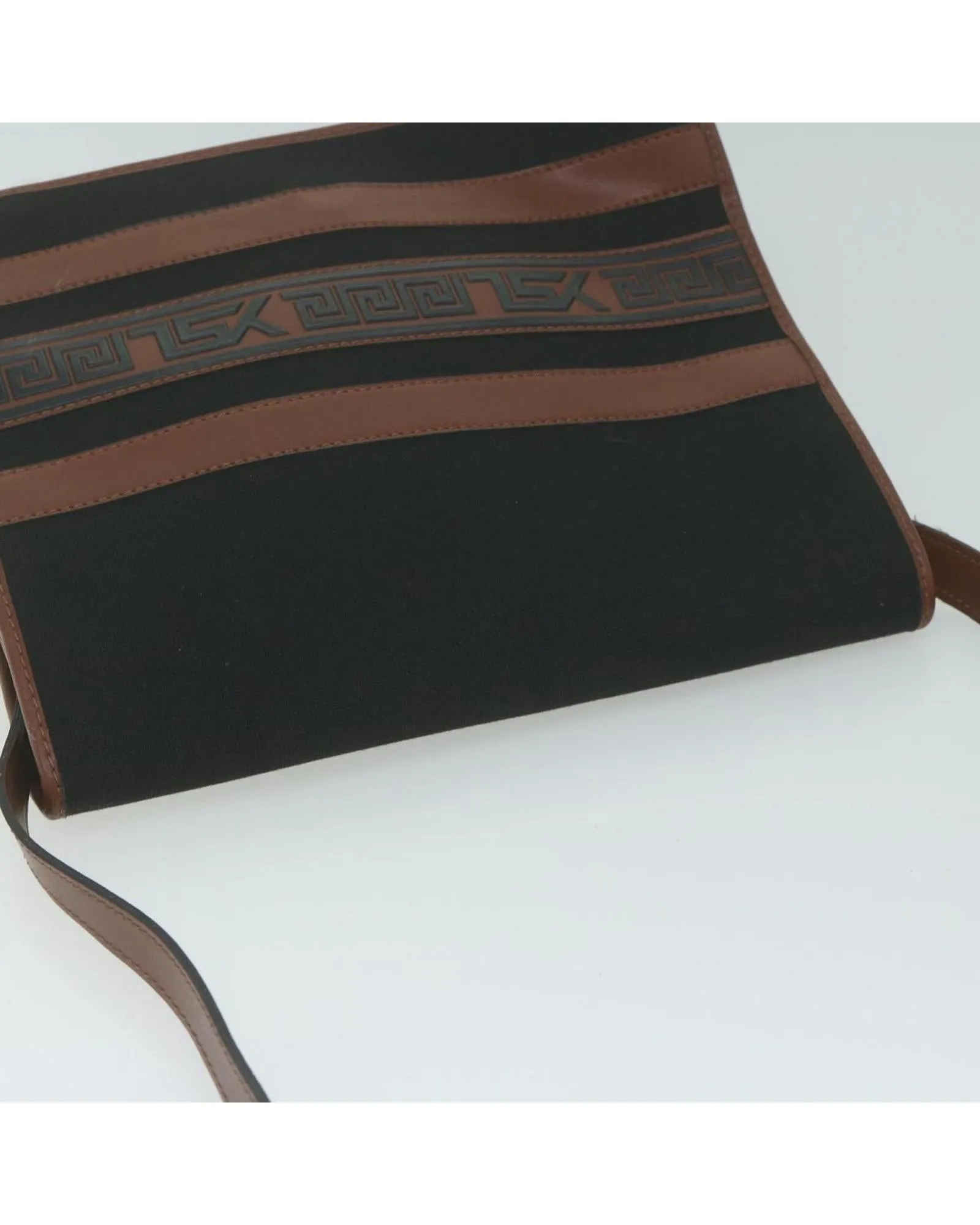 Canvas Shoulder Bag with Authentic Brown Details