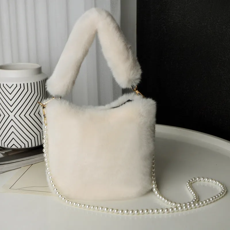 Checkerboard Plush Bucket Bag