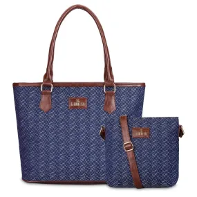 Combo: Linda Sling & Justina Handbag for Women | Adjustable Strap | Lightweight | Blue Stripes