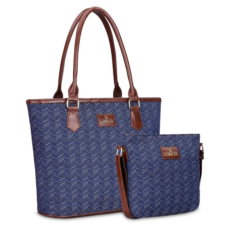 Combo: Linda Sling & Justina Handbag for Women | Adjustable Strap | Lightweight | Blue Stripes