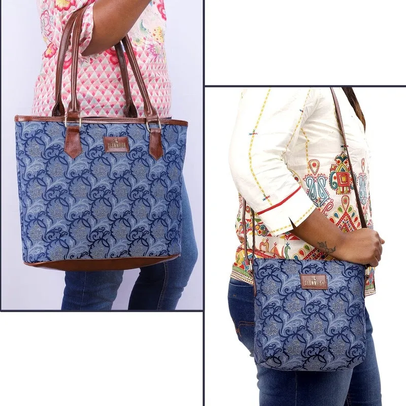 Combo: Linda Sling & Justina Handbag - Versatile, Stylish | 2 Bags | Blue-Floral