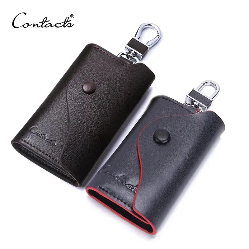 Contacts Genuine Leather Car Key Case Card ID Holder Wallet 1004H