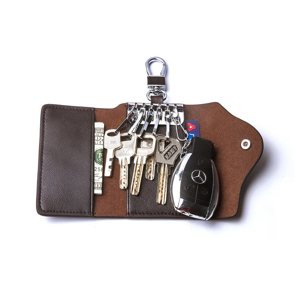 Contacts Genuine Leather Car Key Case Card ID Holder Wallet 1004H