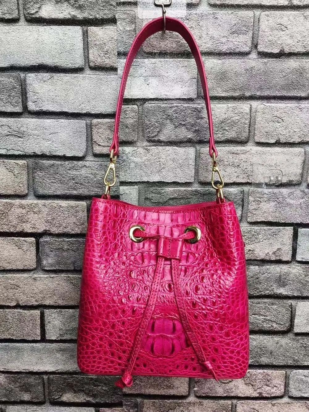 Crocodile Leather Bucket Bag