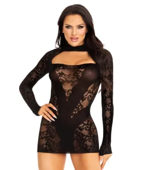 Cuff It Lace Mini Dress - O/S (Black)