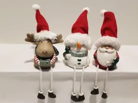 Cute Dangling Leg Moose, Snowman & Santa Christmas Decor