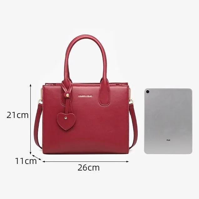 Cute Wine Red Minimalist Solid Color Simple Slick Luxury Genuine Leather Handle Handbag for Women, Shoulder Bag, Crossbody Bag