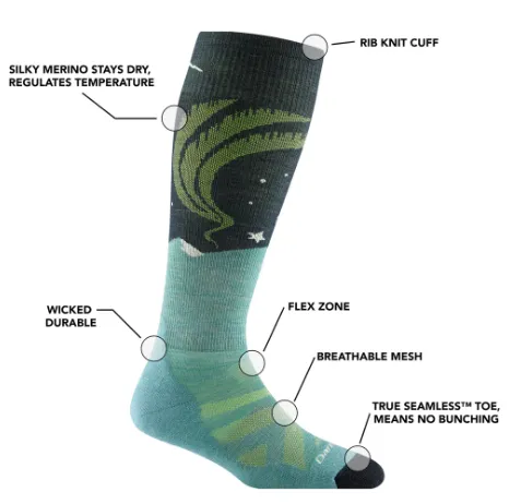 Darn Tough Women's Aurora Over-The-Calf Lightweight Ski & Snowboard Sock 2025