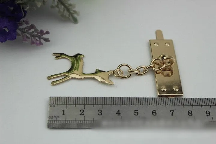 Deer Purse Label 1/10pcs Bag Hardware Charm Gold Gunmetal Handmade Purse Handbag Making Metal Decoration 75mm 2 7/8" Wholesale Bulk Supplies