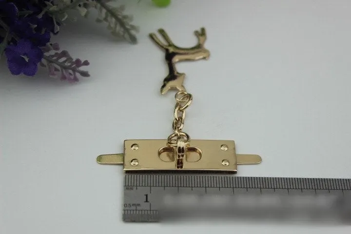 Deer Purse Label 1/10pcs Bag Hardware Charm Gold Gunmetal Handmade Purse Handbag Making Metal Decoration 75mm 2 7/8" Wholesale Bulk Supplies