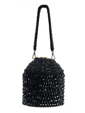 Diana Black Suede Embellished Bucket Bag