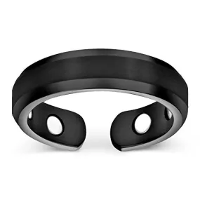 Elegant Titanium Magnetic Therapy Ring - Black, Size 10