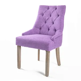 Elegant Violet Upholstered Dining Chair, Oak Legs - La Bella