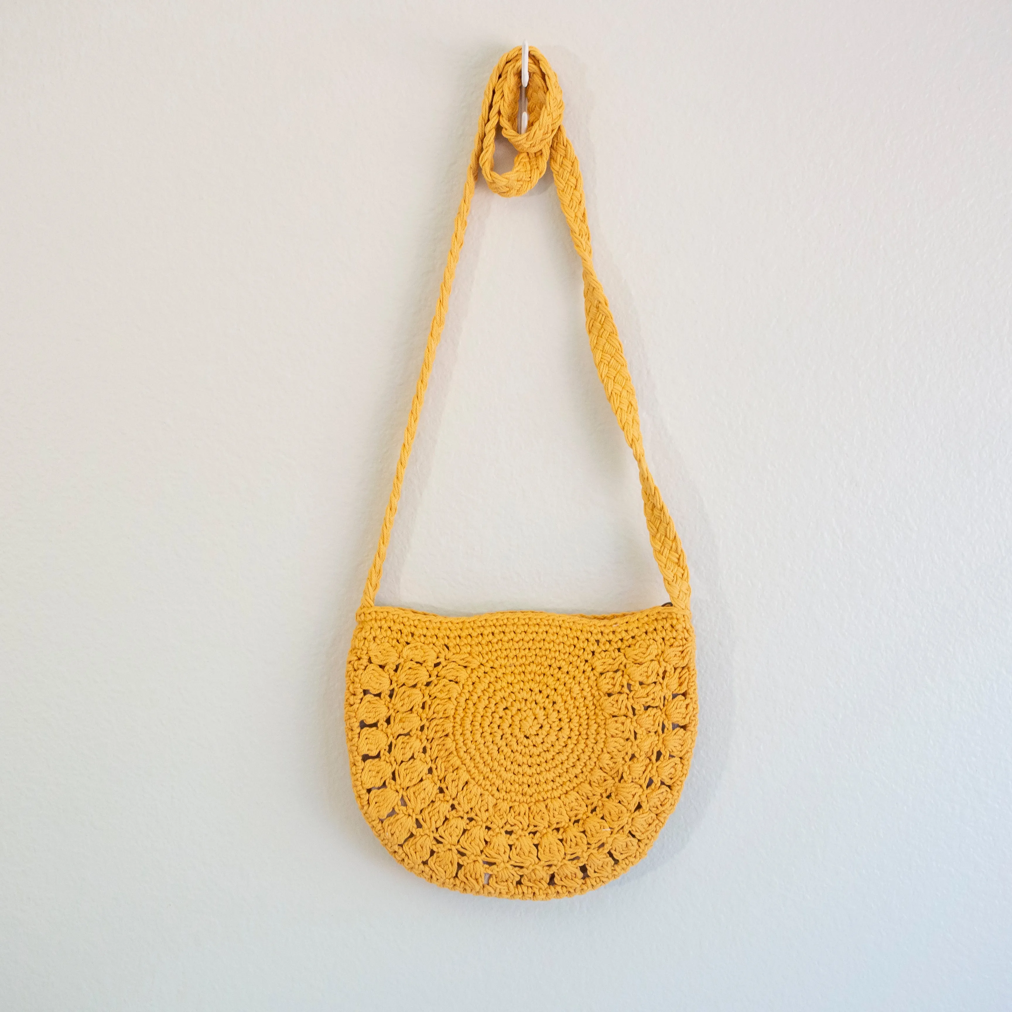 Elena Handbags Small Boho Cotton Knitted Shoulder Bag