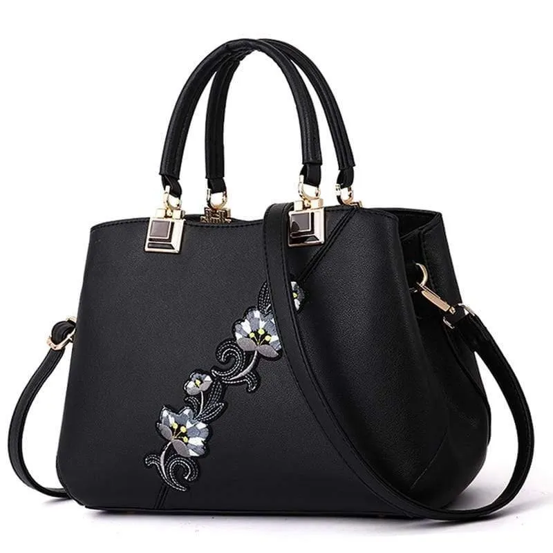 Embroidered Leather Messenger Bags For Women